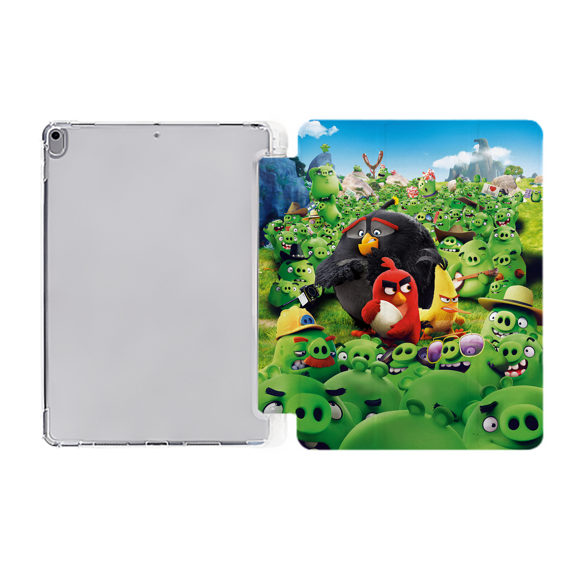 （画像用） Angry Birds アングリーバード IPad ケース ペン収納付き 三つ折りスタンド PUレザー×シリコン 対応機種9.5/10.5/10.9インチ